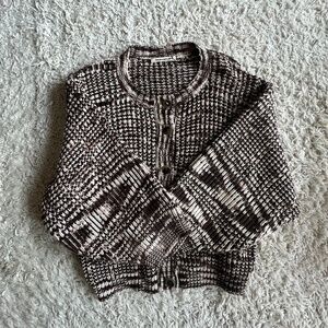 Misha & Puff Adult Fisherman Cardigan in Bark Space Dye XS